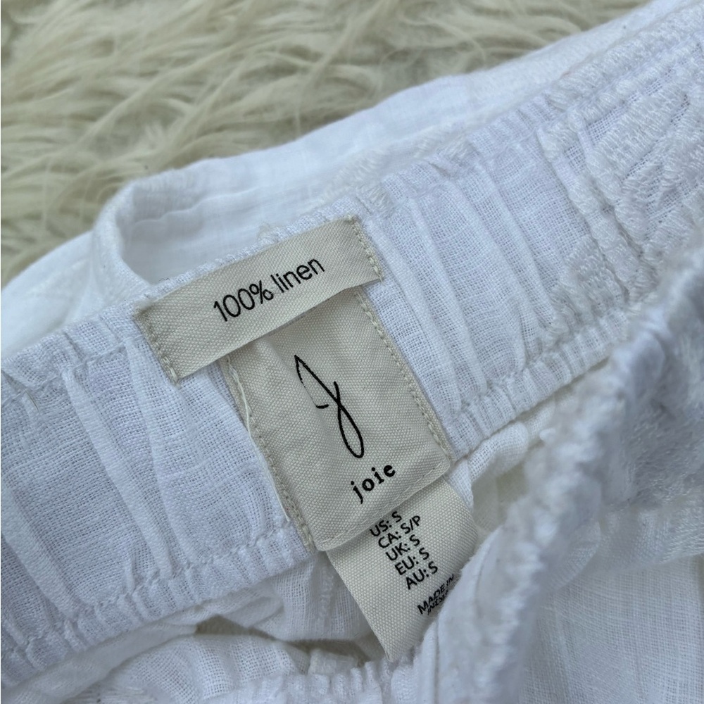 Joie White 💯 linen Set - Soft Button-Front Top & Elastic Waist Wide Leg Pants - Picture 8 of 16